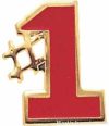 5/8" Etched Soft Enamel Red #1 Chenille Letter Pin