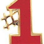 5/8″ Etched Soft Enamel Red #1 Chenille Letter Pin 1