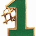 5/8″ Etched Soft Enamel Green #1 Chenille Letter Pin 1