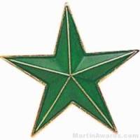 7/8" Etched Soft Enamel Green Star Chenille Letter Pin