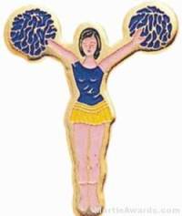 7/8" Etched Soft Enamel Cheerleader Chenille Letter Pin