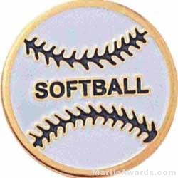 3/4" Etched Soft Enamel Softball Chenille Letter Pin