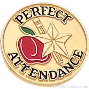3/4" Perfect Attendance Round Enameled Lapel Pins