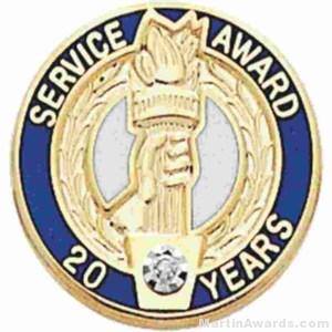 3/4" Service Recognition Award Pins 20 Years with Diamond