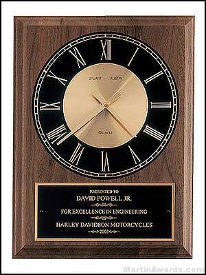 Walnut Wall Clock Plaque Award