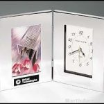 Desk Award – Combination Clock/Photo Frame in Polish Silver Aluminum 1