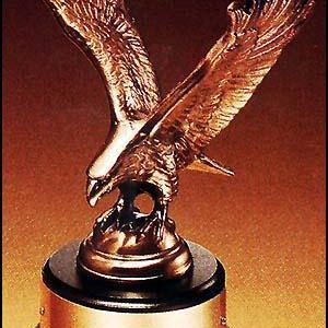 Eagle Award - Antique Bronze Cast Eagle Award with Black Round Base